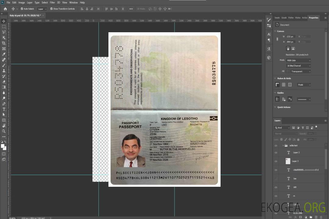 Passeport LESOTHO template Passeport LESOTHO template